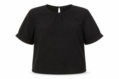 Front view of Adrianna Papell Women's Black Top, size S, Elegant Design