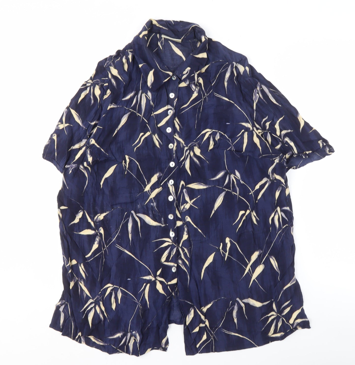 Essence Women's Blue Floral Button-Up Shirt, Size 16