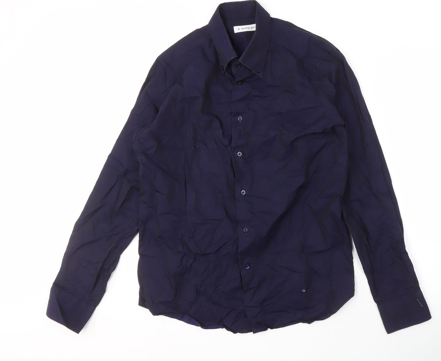 Manuel Ritz Men's Blue Button-Up Shirt Size M