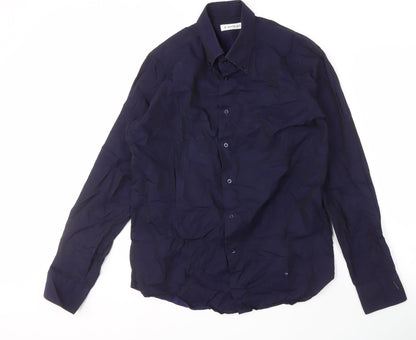 Manuel Ritz Men's Blue Button-Up Shirt Size M