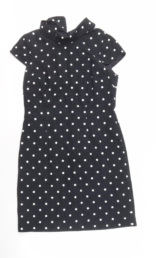 Hobbs Women's Black Polka Dot Sheath Dress Size 12