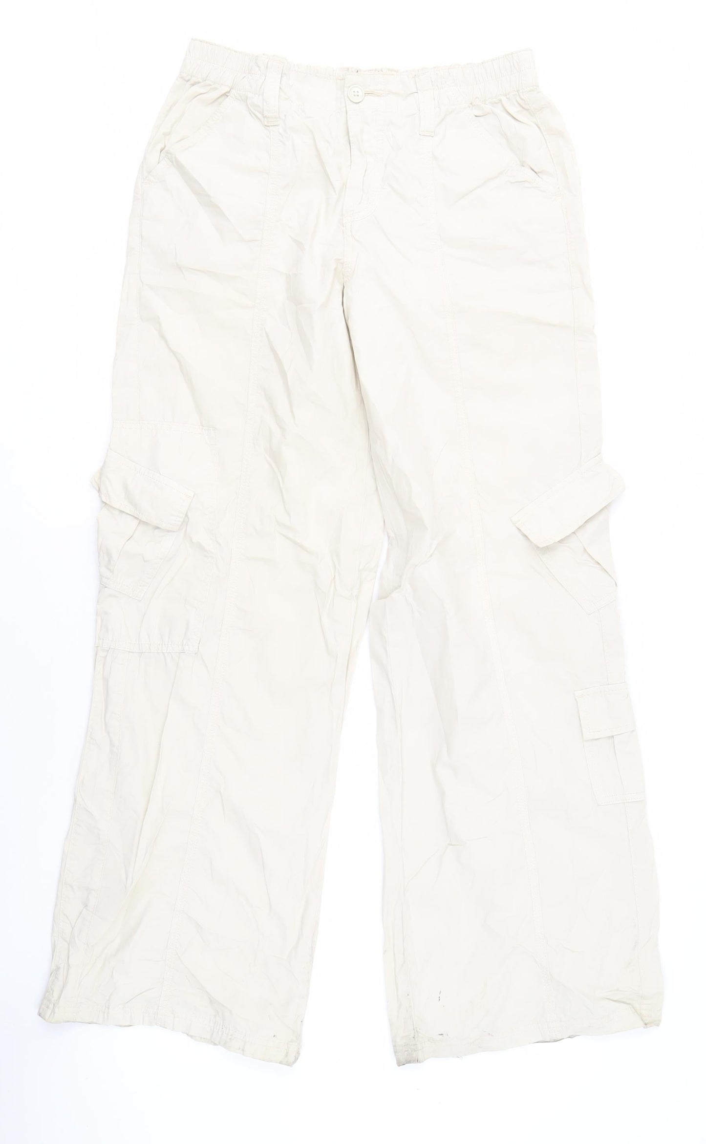 BDG Women's White Cargo Trousers M, Casual Cotton