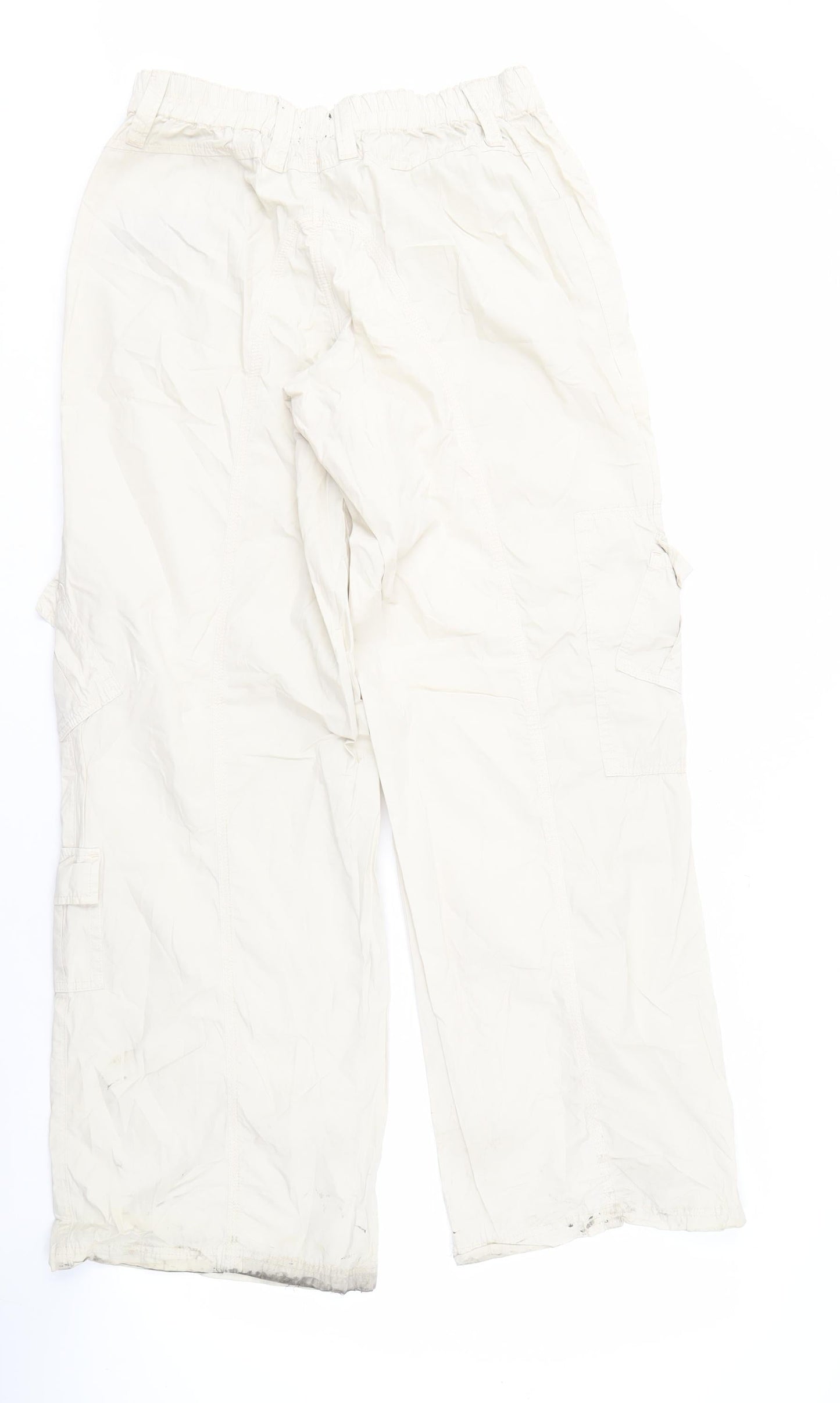 BDG Women's White Cargo Trousers M, Casual Cotton