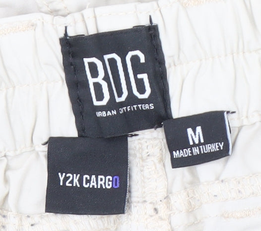 BDG Women's White Cargo Trousers M, Casual Cotton