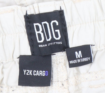 BDG Women's White Cargo Trousers M, Casual Cotton