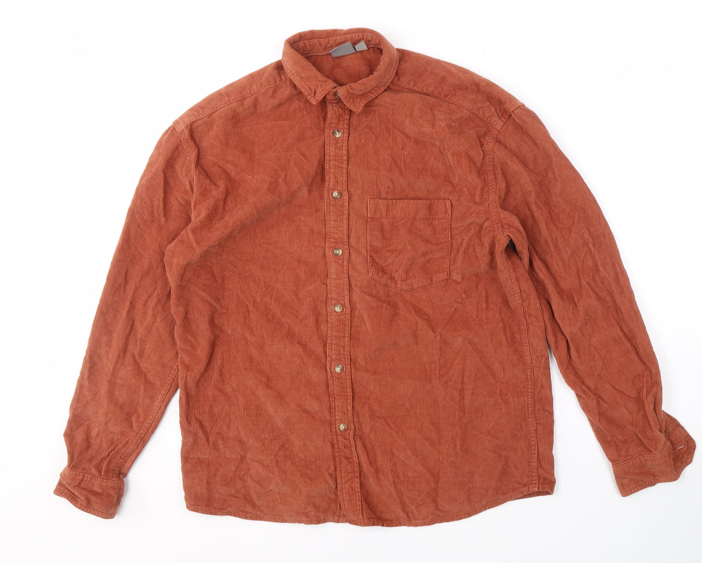 ASOS Men's Corduroy Shirt Brown 2XS Long Sleeve