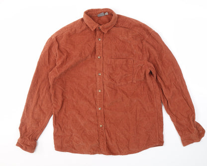 ASOS Men's Corduroy Shirt Brown 2XS Long Sleeve