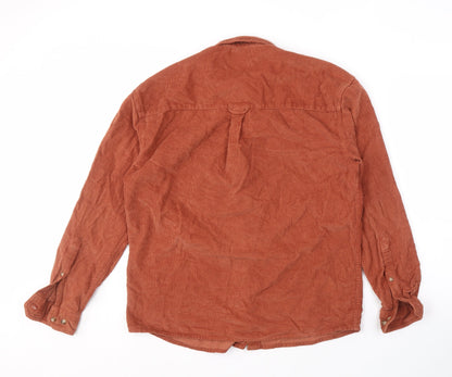 ASOS Men's Corduroy Shirt Brown 2XS Long Sleeve