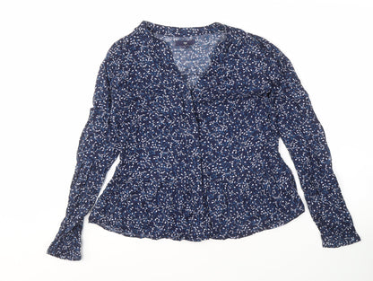 Gap Women's Blue Floral Blouse, M, Cotton, Long Sleeve