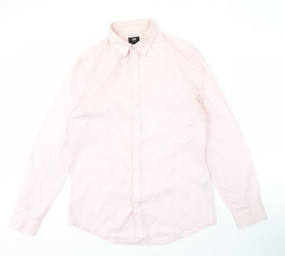 H&M Men’s Pink Slim Fit Long Sleeve Shirt M