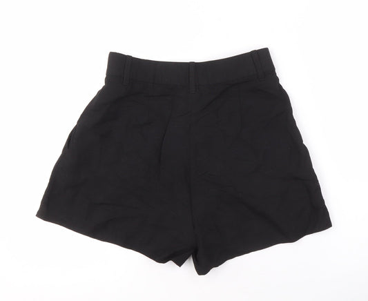 H&M Women's Black Linen Blend Chino Shorts Size 8