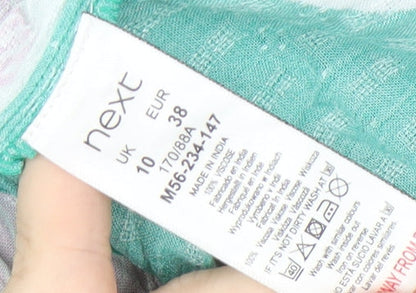 Next Women's Green Floral Cotton Dress, Size 10