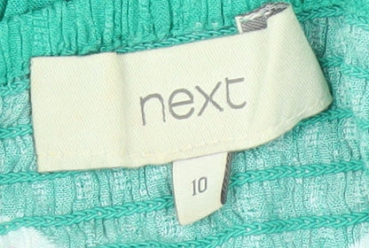 Next Women's Green Floral Cotton Dress, Size 10