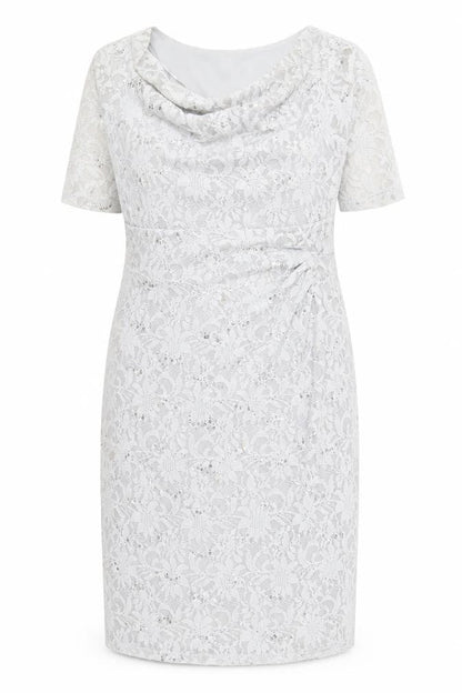 David Emanuel Grey Lace Dress with Sequins Size 18