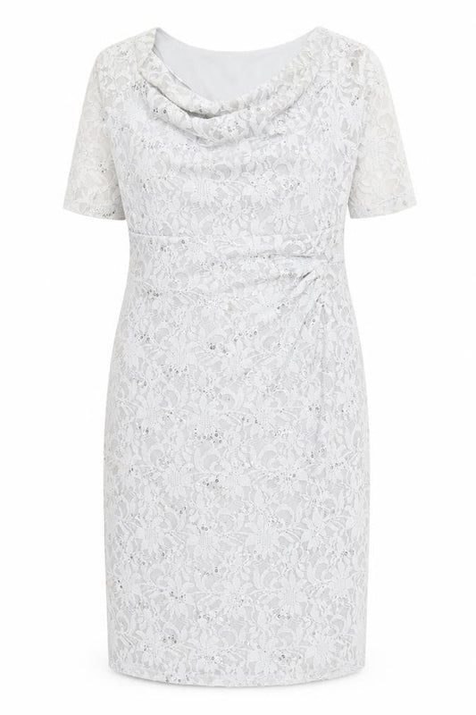 David Womens Emanuel Grey Lace Dress with Sequins Size 18