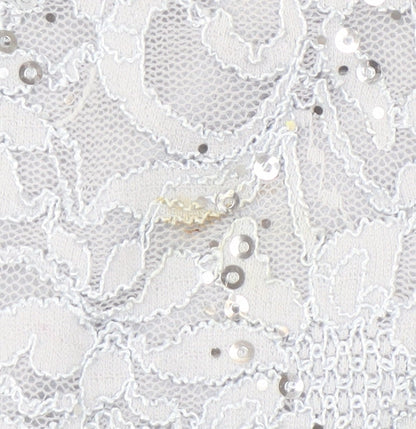 David Emanuel Grey Lace Dress with Sequins Size 18