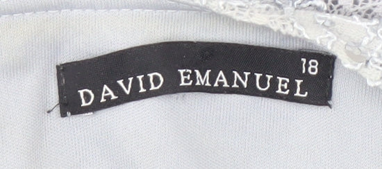 David Emanuel Grey Lace Dress with Sequins Size 18