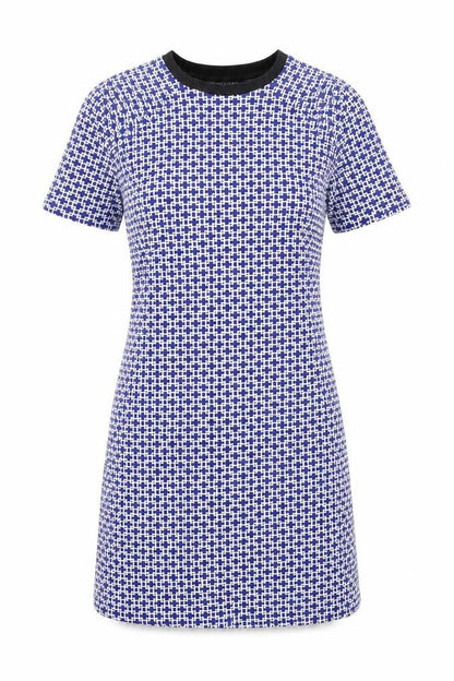 Topshop Blue Geometric Shift Dress, Size 10, Women's