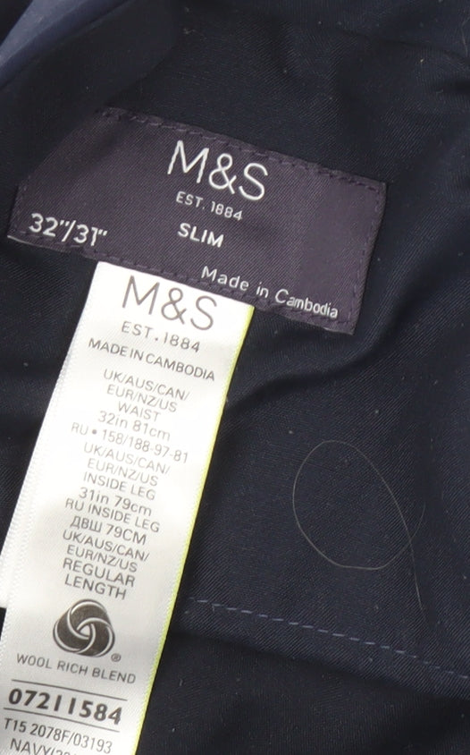 Marks & Spencer Men's Blue Slim Trousers