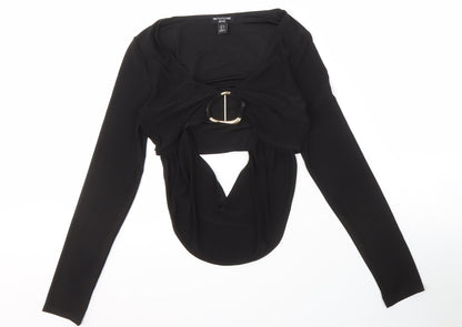 Womens UK Size 8 PRETTYLITTLETHING Black Cropped Blouse