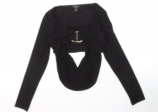 PrettyLittleThing Black Long Sleeve Top Women Size 8