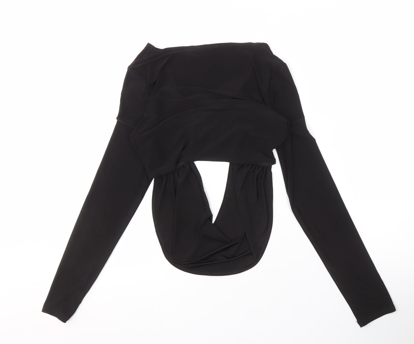 Womens UK Size 8 PRETTYLITTLETHING Black Cropped Blouse