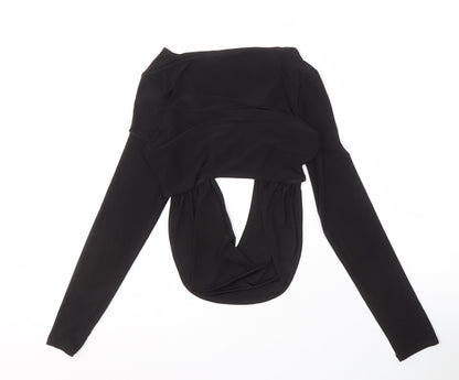 Womens UK Size 8 PRETTYLITTLETHING Black Cropped Blouse