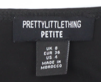 Womens UK Size 8 PRETTYLITTLETHING Black Cropped Blouse