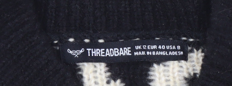 Womens UK Size 12 Threadbare Black Vest Jumper