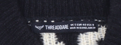 Womens UK Size 12 Threadbare Black Vest Jumper
