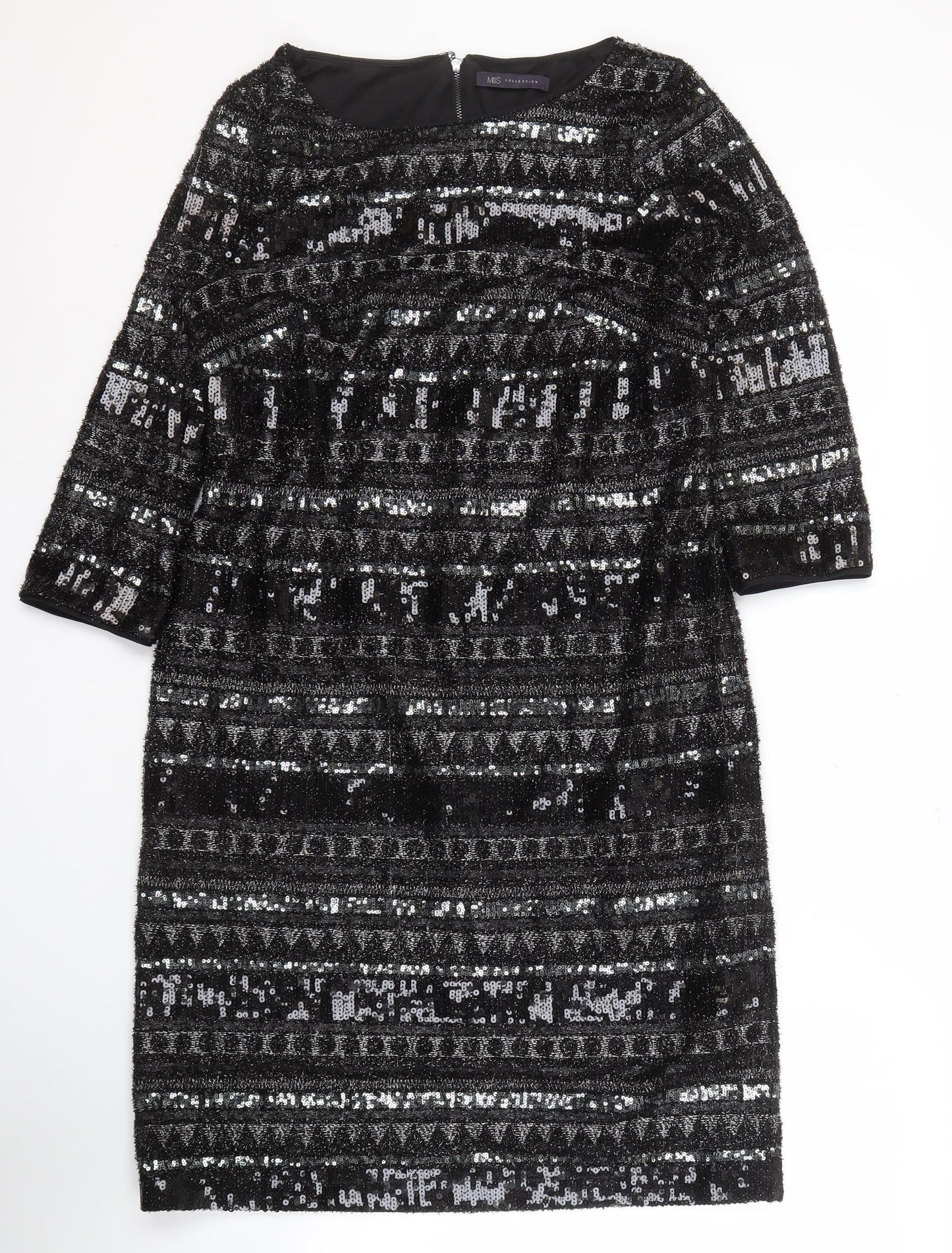 Marks and Spencer Women’s Black Sequin Sheath Dress Size 12
