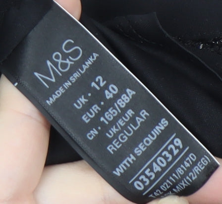 Marks and Spencer Women’s Black Sequin Sheath Dress Size 12
