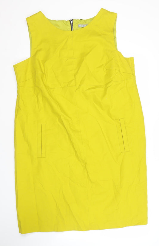 Marks and Spencer Women's Yellow Sleeveless Dress - Size 18