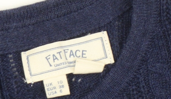 Womens UK Size 10 FatFace Blue Pullover Jumper