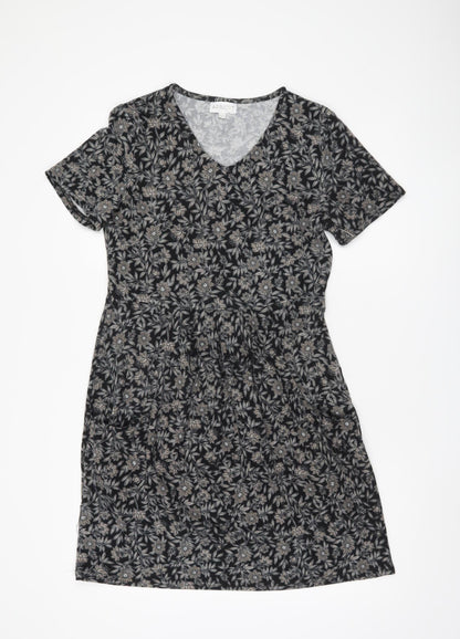 Apricot Women's Black Floral T-Shirt Dress Size 12