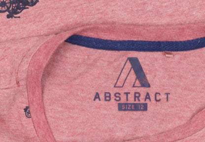 Abstract Unisex Red T-Shirt Size 12 Motorcycle Print