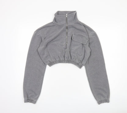 PrettyLittleThing Women's Grey Cropped Pullover Sweatshirt S