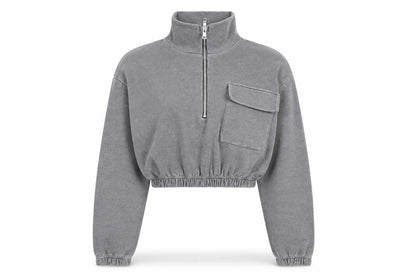 PrettyLittleThing Women's Grey Cropped Pullover Sweatshirt S
