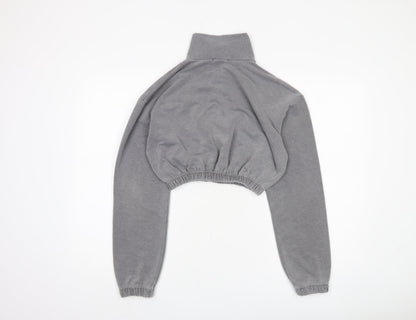 PrettyLittleThing Women's Grey Cropped Pullover Sweatshirt S