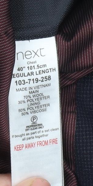 Next Men's Navy Blazer, Chest 40, Regular Style