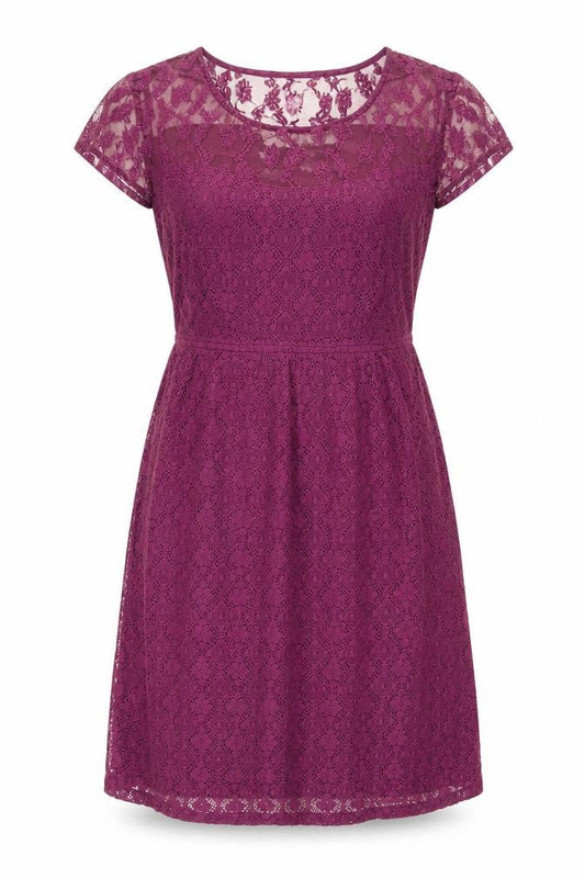 FatFace Women's Purple A-Line Lace Dress, Size 12