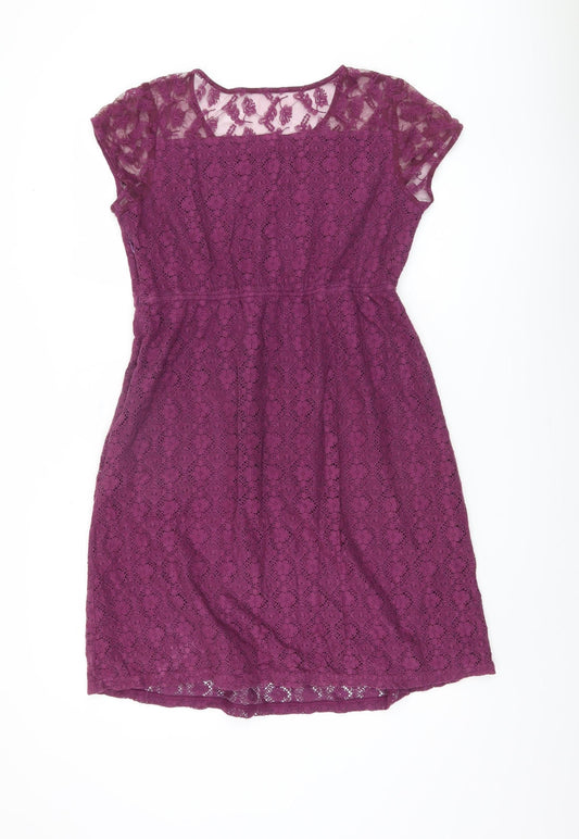 FatFace Women's Purple A-Line Lace Dress, Size 12