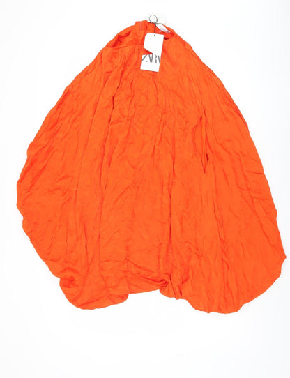 Womens UK Size XS Zara Orange Tunic Blouse