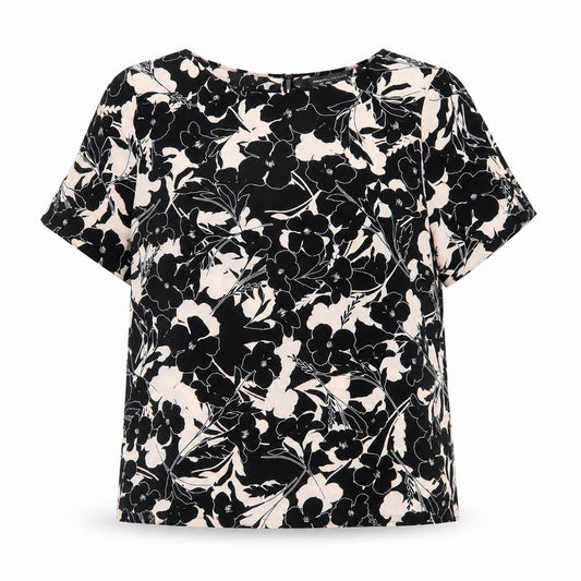 Front view of Dorothy Perkins Women's Black Floral Blouse, size 14