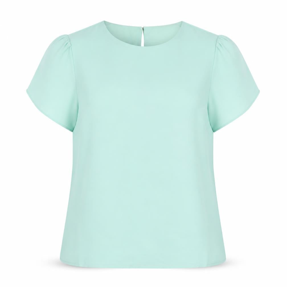 Front view of Oasis Women's Green Short Sleeve Top UK 14