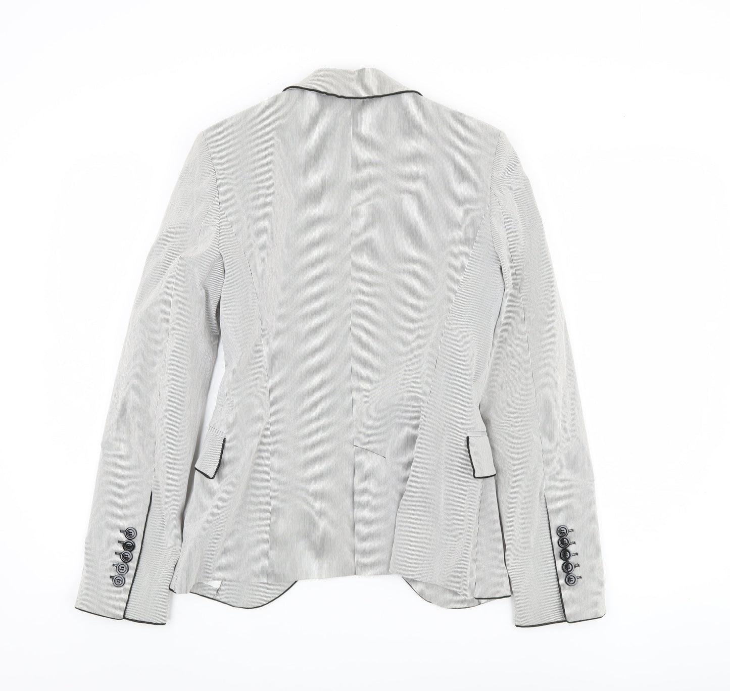 Zara Women's Grey Striped Blazer, Size S, Lightweight