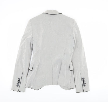 Zara Women's Grey Striped Blazer, Size S, Lightweight