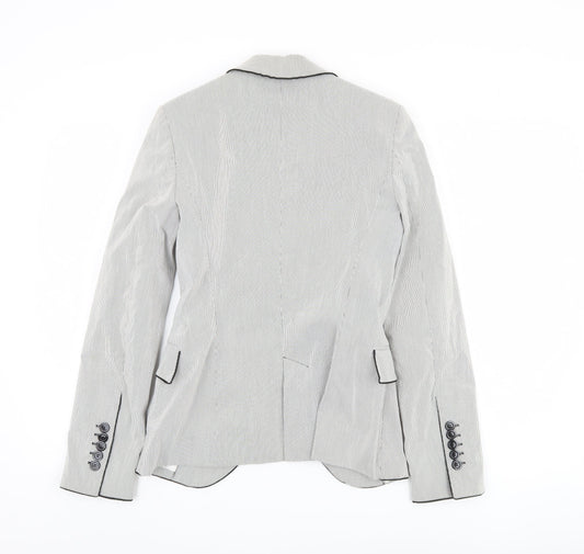 Zara Women's Grey Striped Blazer, Size S, Lightweight