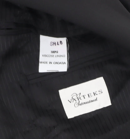 Varteks Men's Black Blazer, Size 40, Single-Breasted