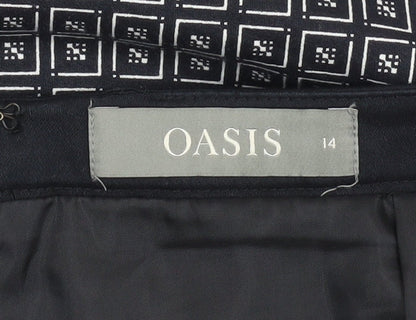 Oasis Women's Black Geometric Midi Pencil Skirt Size 14